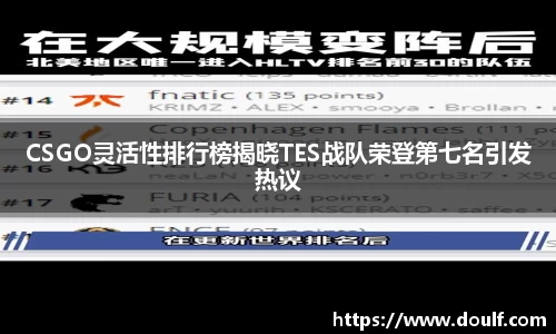 CSGO灵活性排行榜揭晓TES战队荣登第七名引发热议